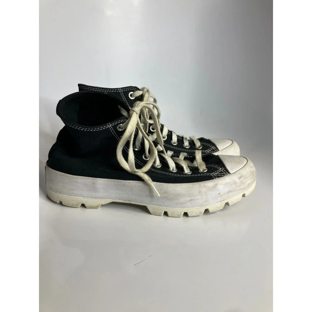 Converse Lugged High Top Sneakers Womens 10‎ Black Good Platform Canvas Lug Sole
